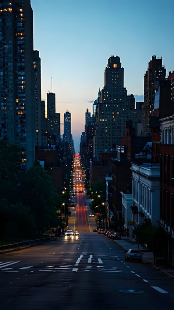 Urban City Street Dusk Light Trails Wallpaper