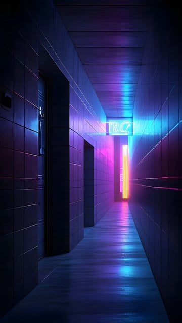Neon Cyberpunk Hallway | Aesthetic Purple Blue Light