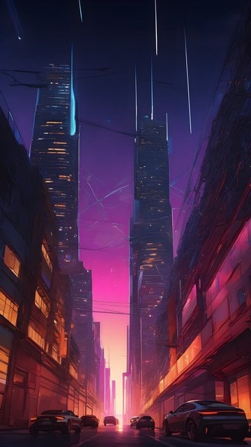 Vibrant Cyberpunk City Sunset Mobile Wallpaper