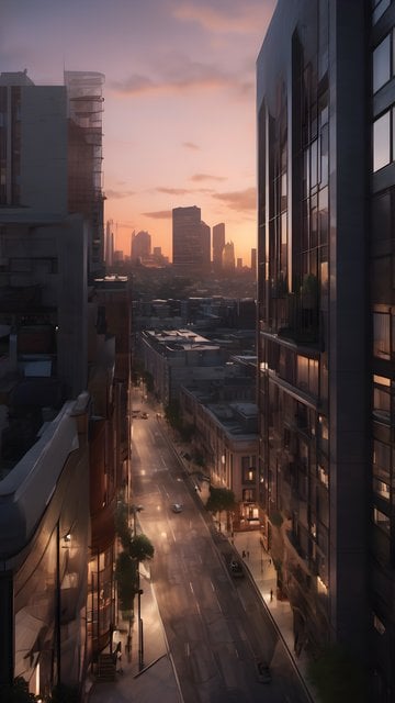 Golden Hour City Street View Mobile Wallpaper