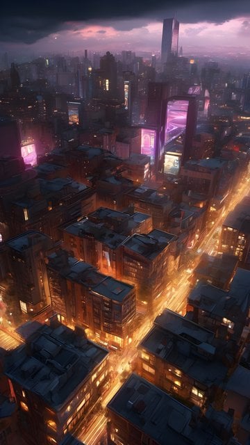Cyberpunk City Night Skyline Aesthetic Wallpaper