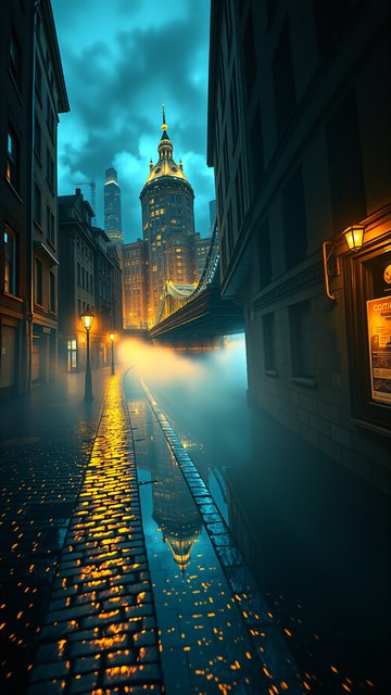 Moody Urban Night Reflections Wallpaper