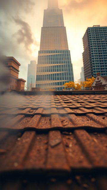 Urban Rooftop View at Golden Hour