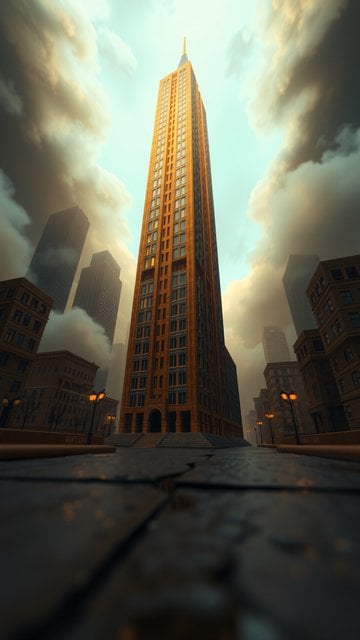 Dramatic Skyscraper Cityscape at Golden Hour