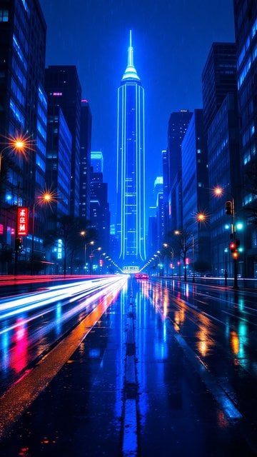 Neon Cyberpunk Cityscape Night Wallpaper