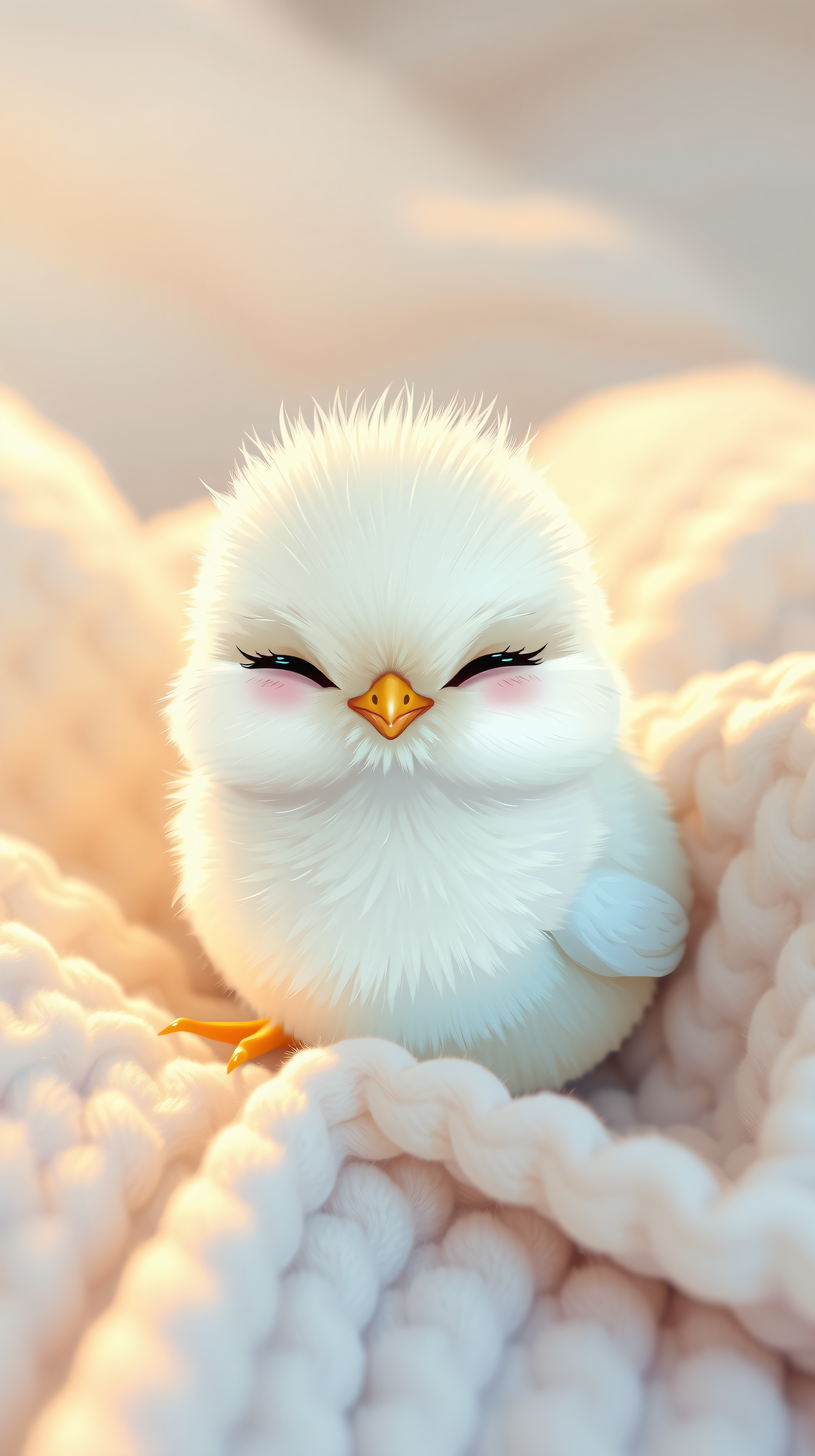 Cute Fluffy Chick Snuggled in Cozy Blanket, chick, cute, fluffy, baby animal, cozy, warm