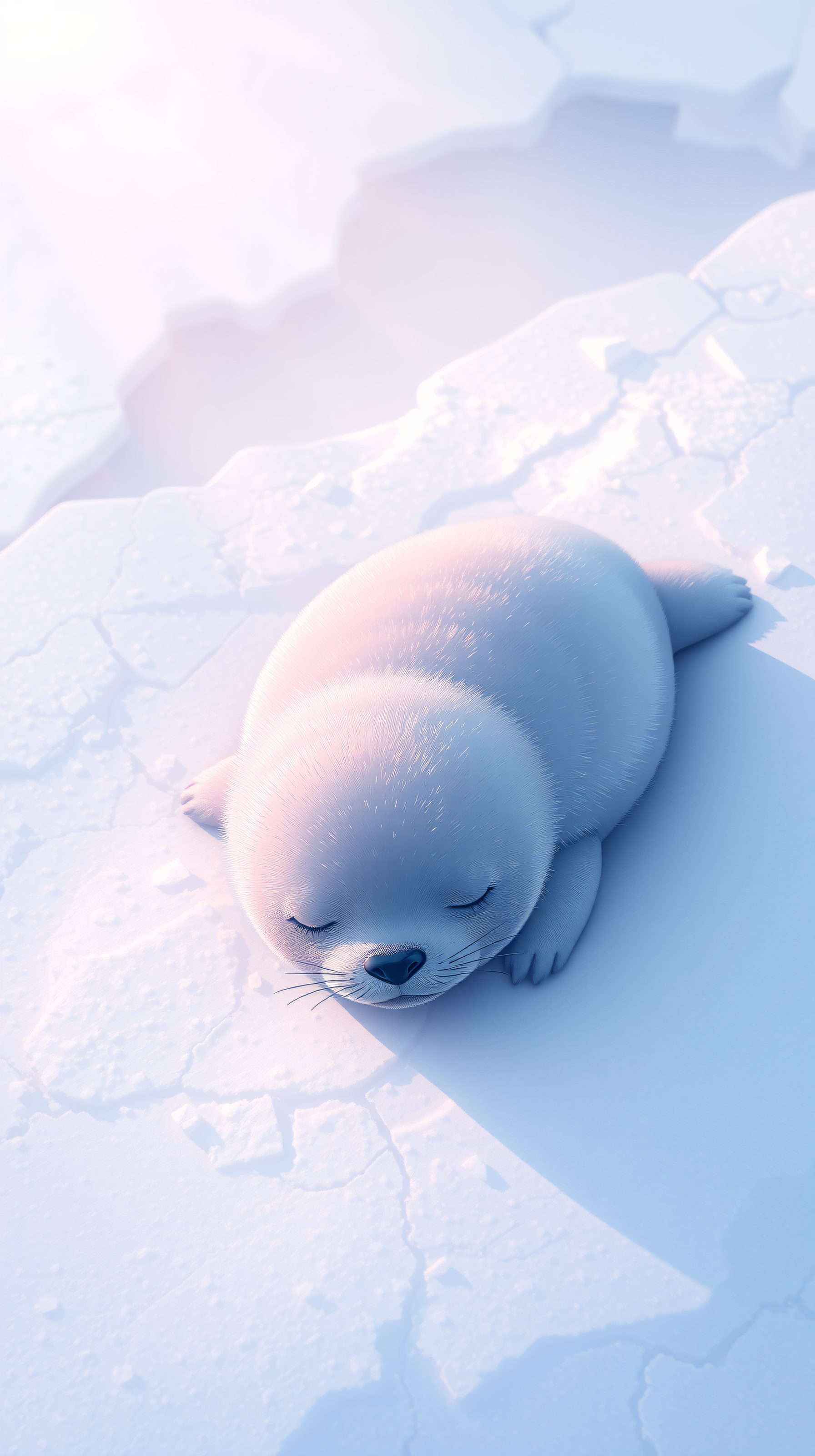 Cute Sleeping Baby Seal on Arctic Ice Wallpaper, baby seal, cute, sleeping, arctic, ice, snow