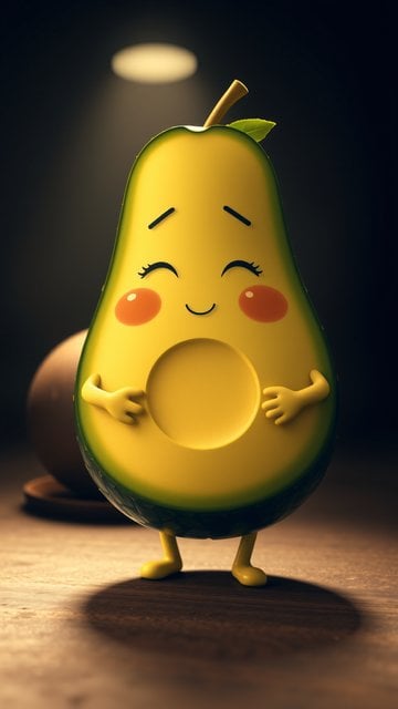 Cute Shy Avocado Character 3D Wallpaper