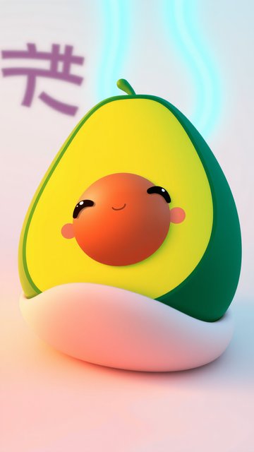 Cute Smiling Avocado Character 3D Mobile Wallpaper