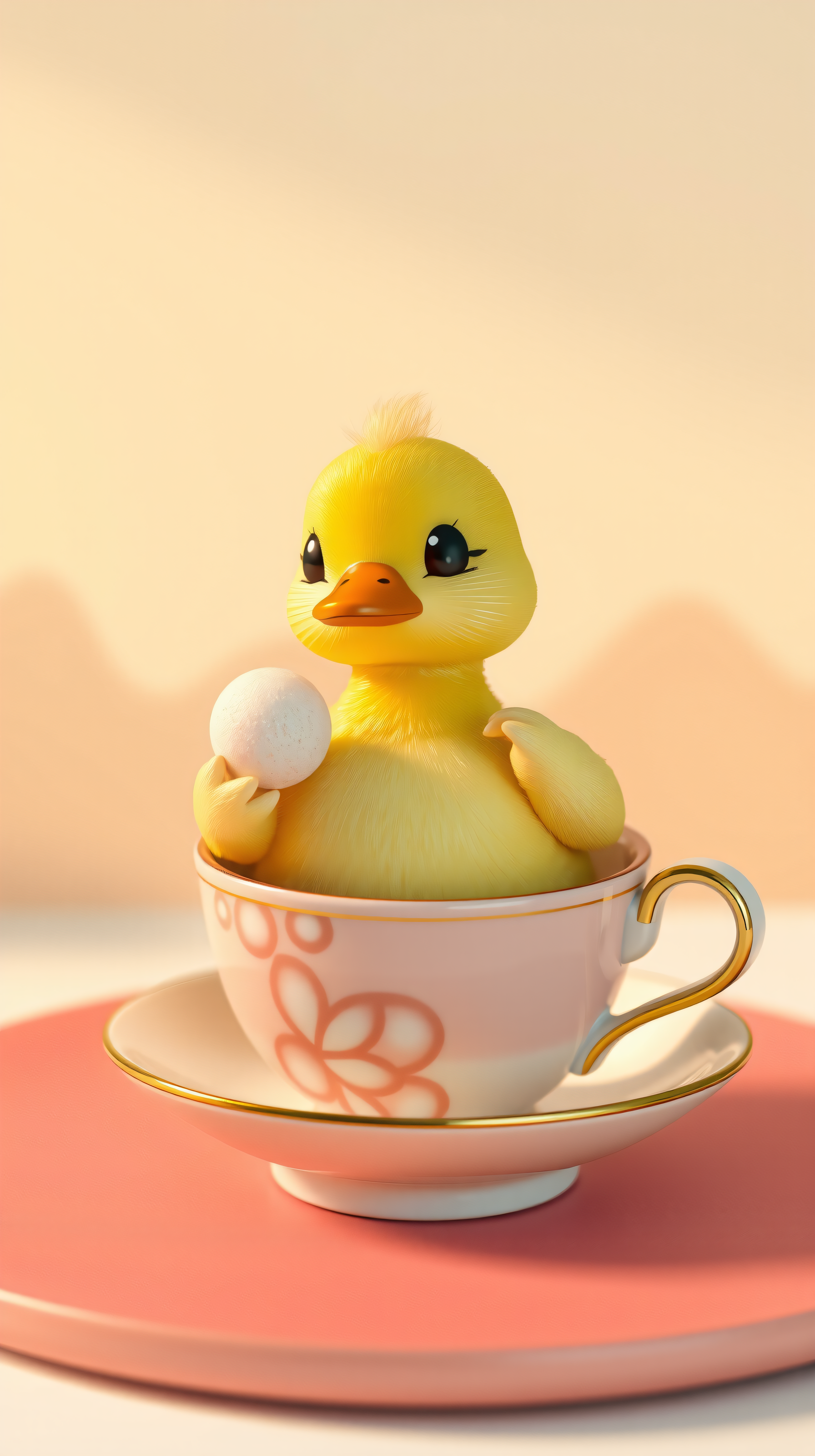 Cute Duckling in Pastel Teacup Wallpaper, cute, duckling, duck, teacup, pastel, yellow