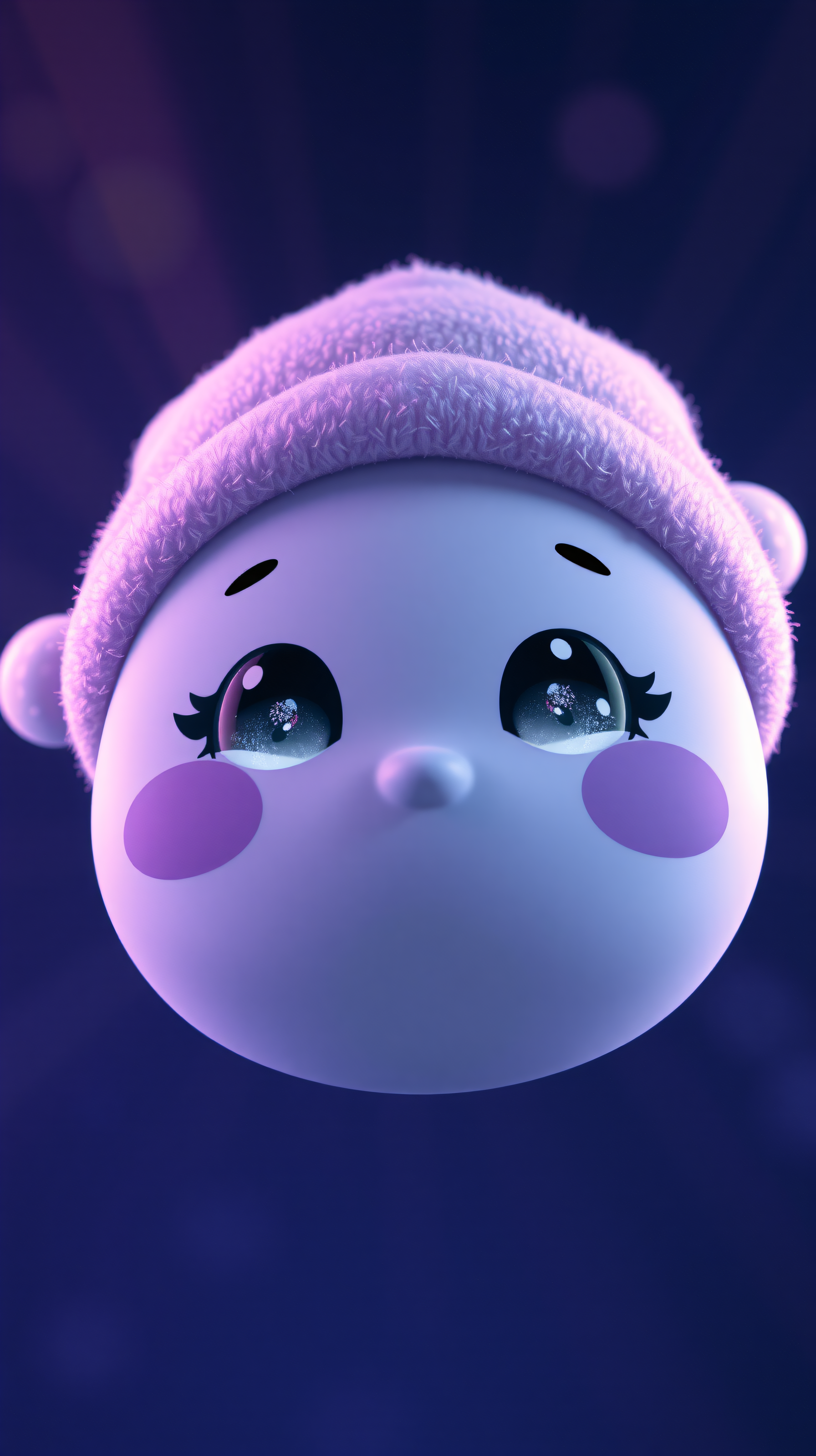 Cute Dreamy Character in Fluffy Hat Wallpaper, cute, dreamy, character, fluffy hat, pink, purple