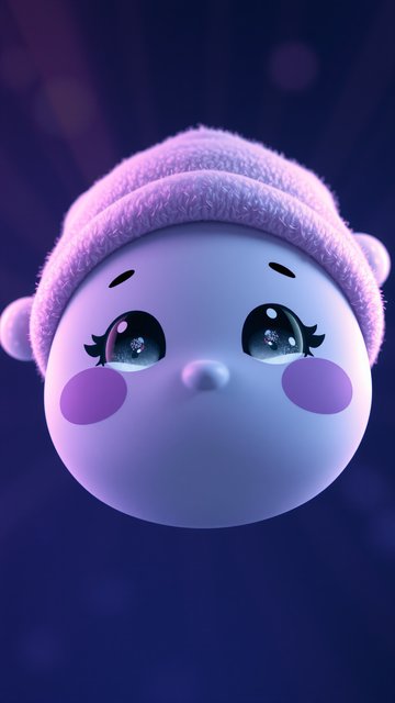 Cute Dreamy Character in Fluffy Hat Wallpaper