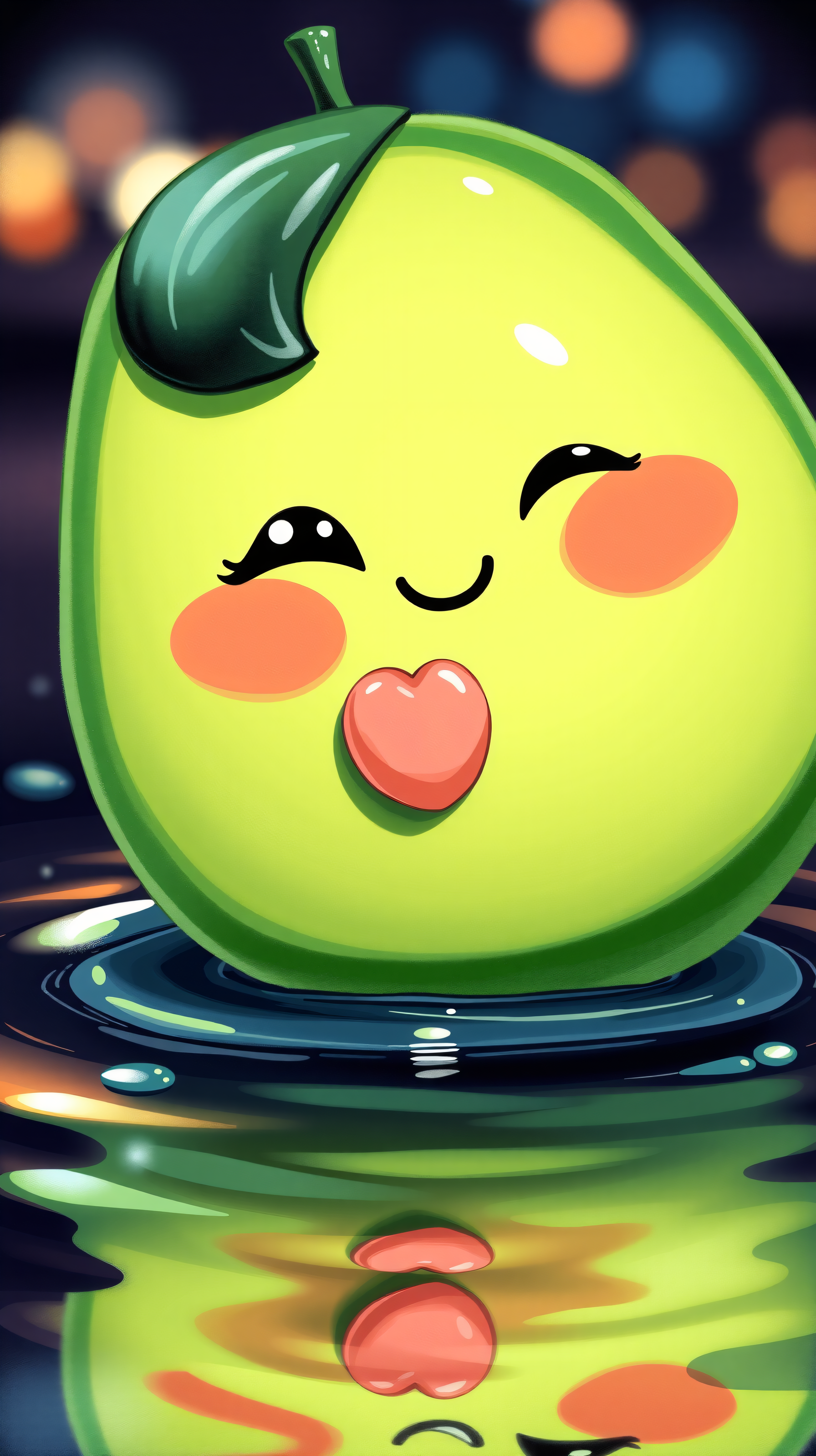 Cute Kawaii Avocado Kissing Face Wallpaper, cute, kawaii, avocado, cartoon, food, cheerful