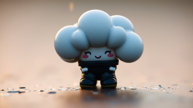 Cute Cloud Character with Water Droplets