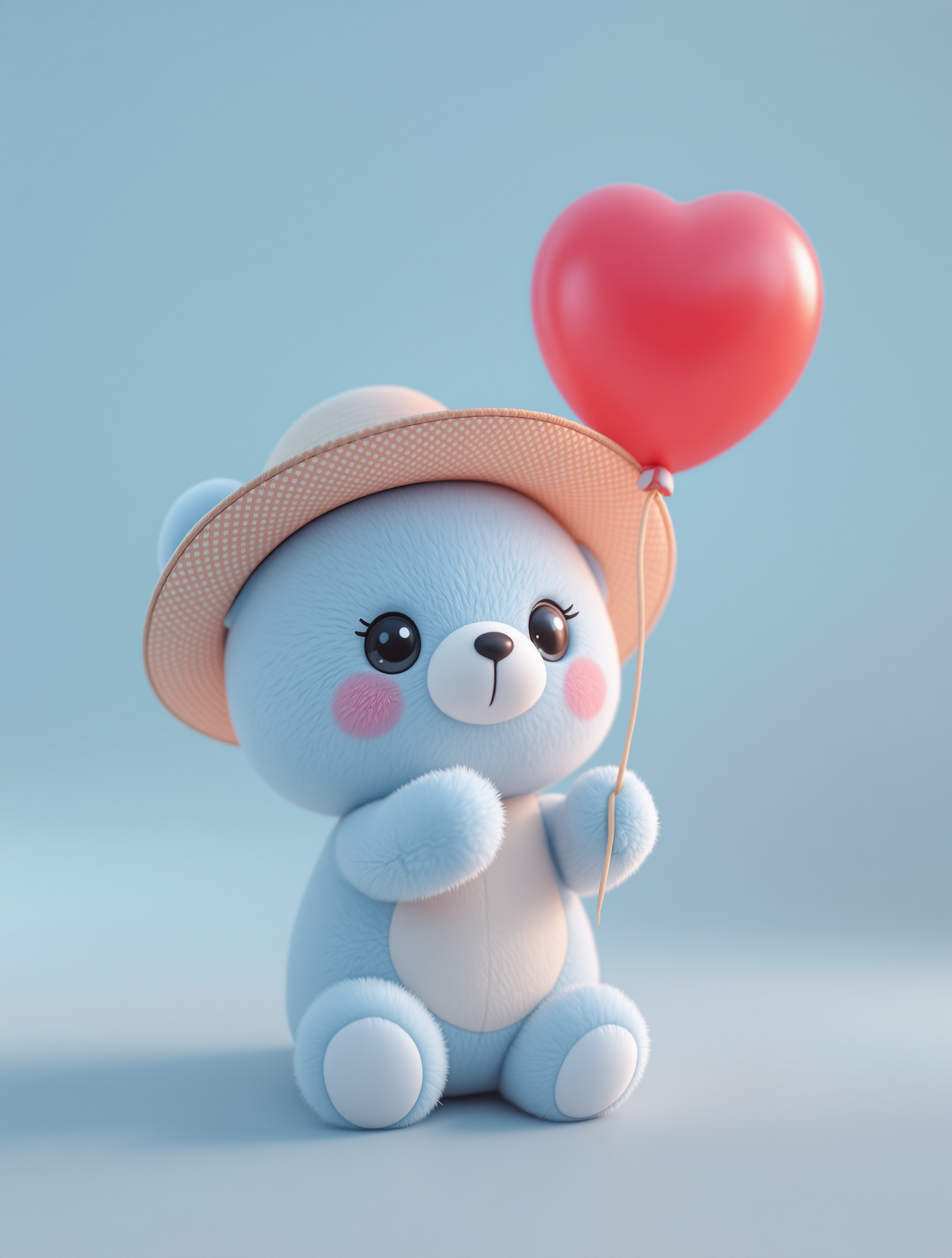 Cute Blue Teddy Bear with Heart Balloon Wallpaper, cute bear, teddy bear, heart balloon, baby blue, pastel, adorable