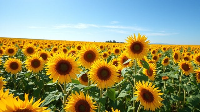 Vibrant Sunflower Field under Blue Sky