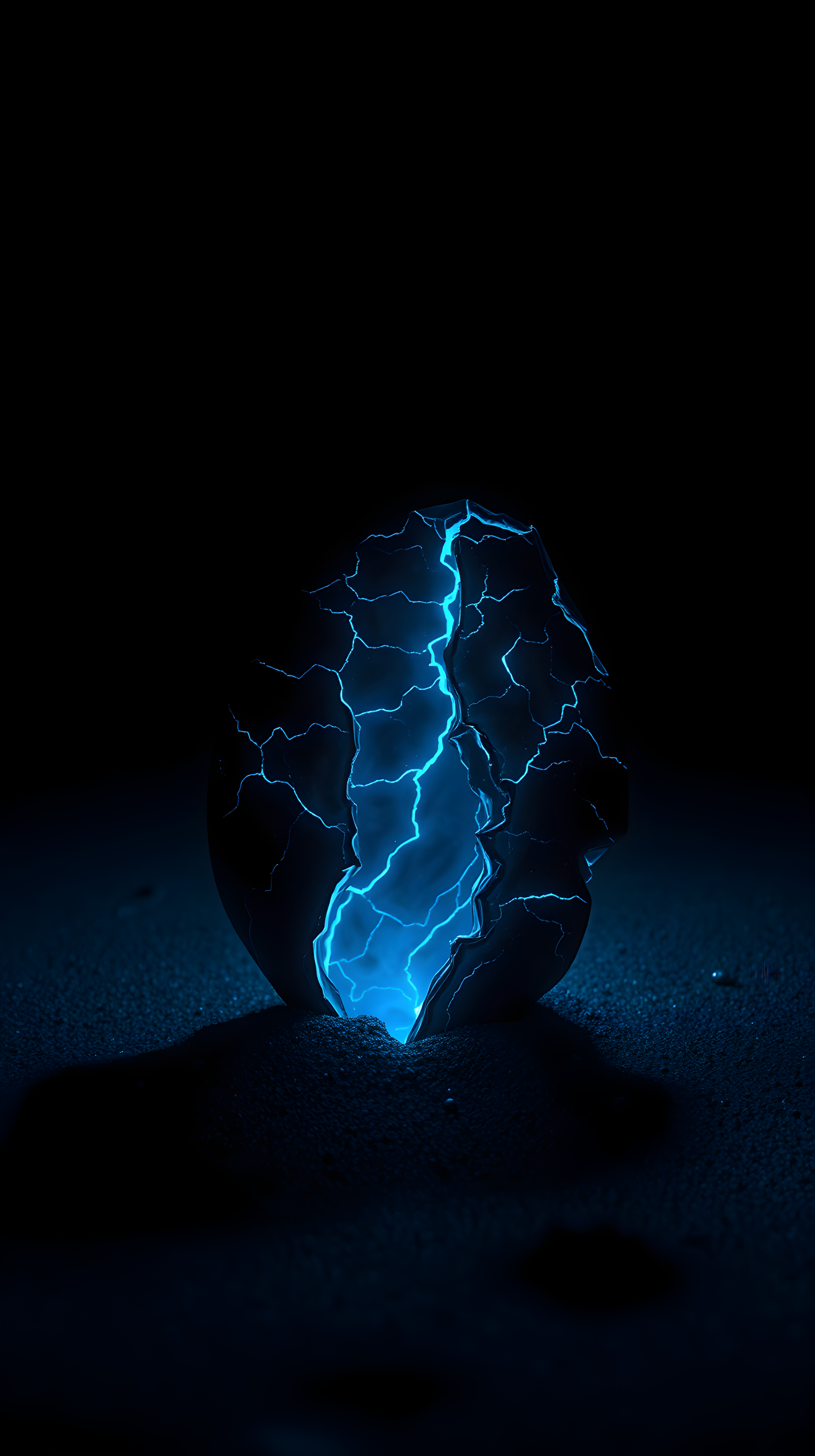 Electric Blue Energy Sphere Cracked Dark Wallpaper, electric blue, energy sphere, cracked, dark, abstract, lightning