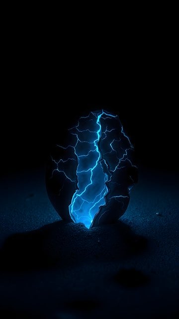 Electric Blue Energy Sphere Cracked Dark Wallpaper