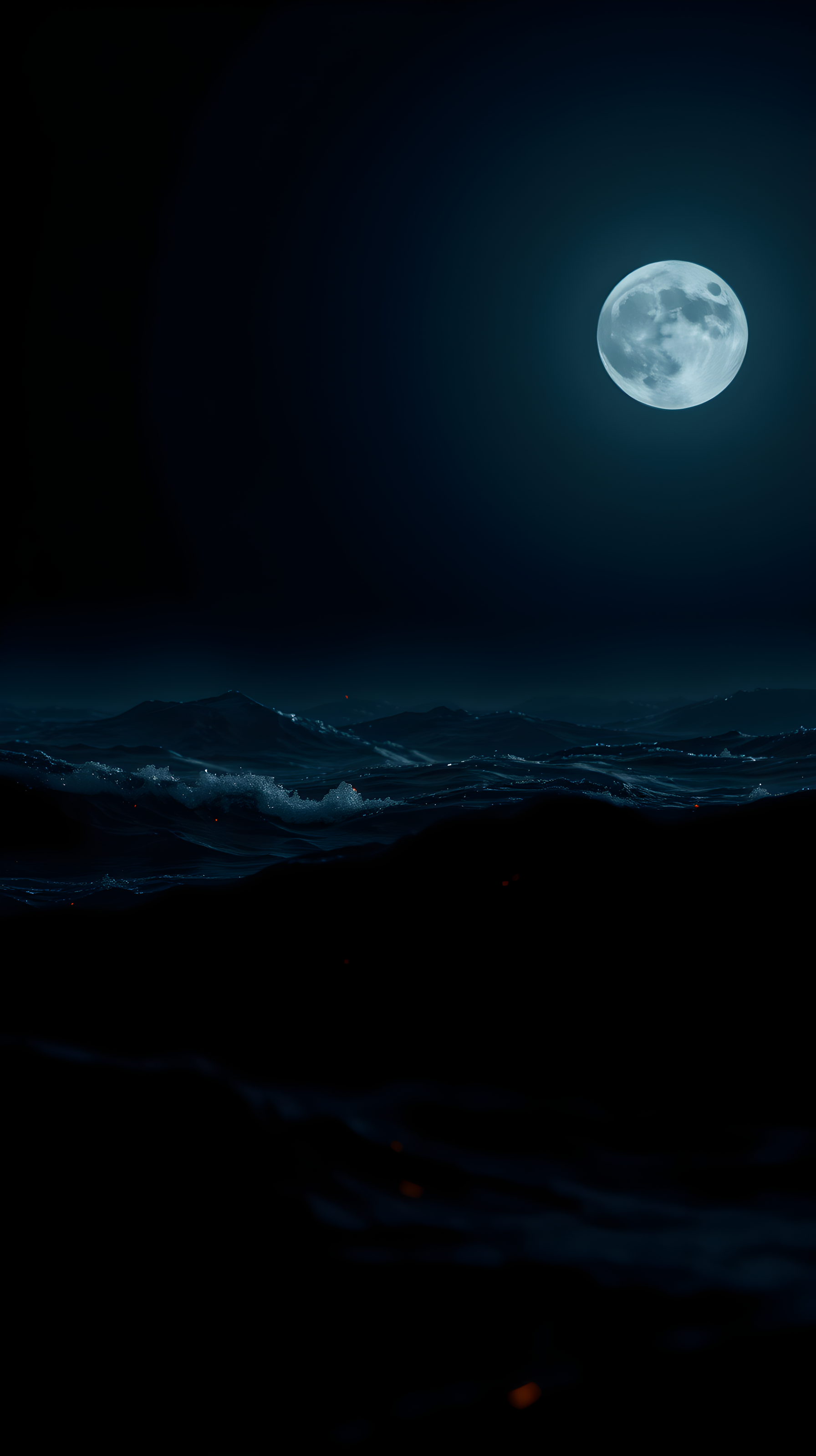 Full Moon Over Dark Ocean Waves Night Wallpaper, full moon, dark ocean, night, waves, moonlight, seascape