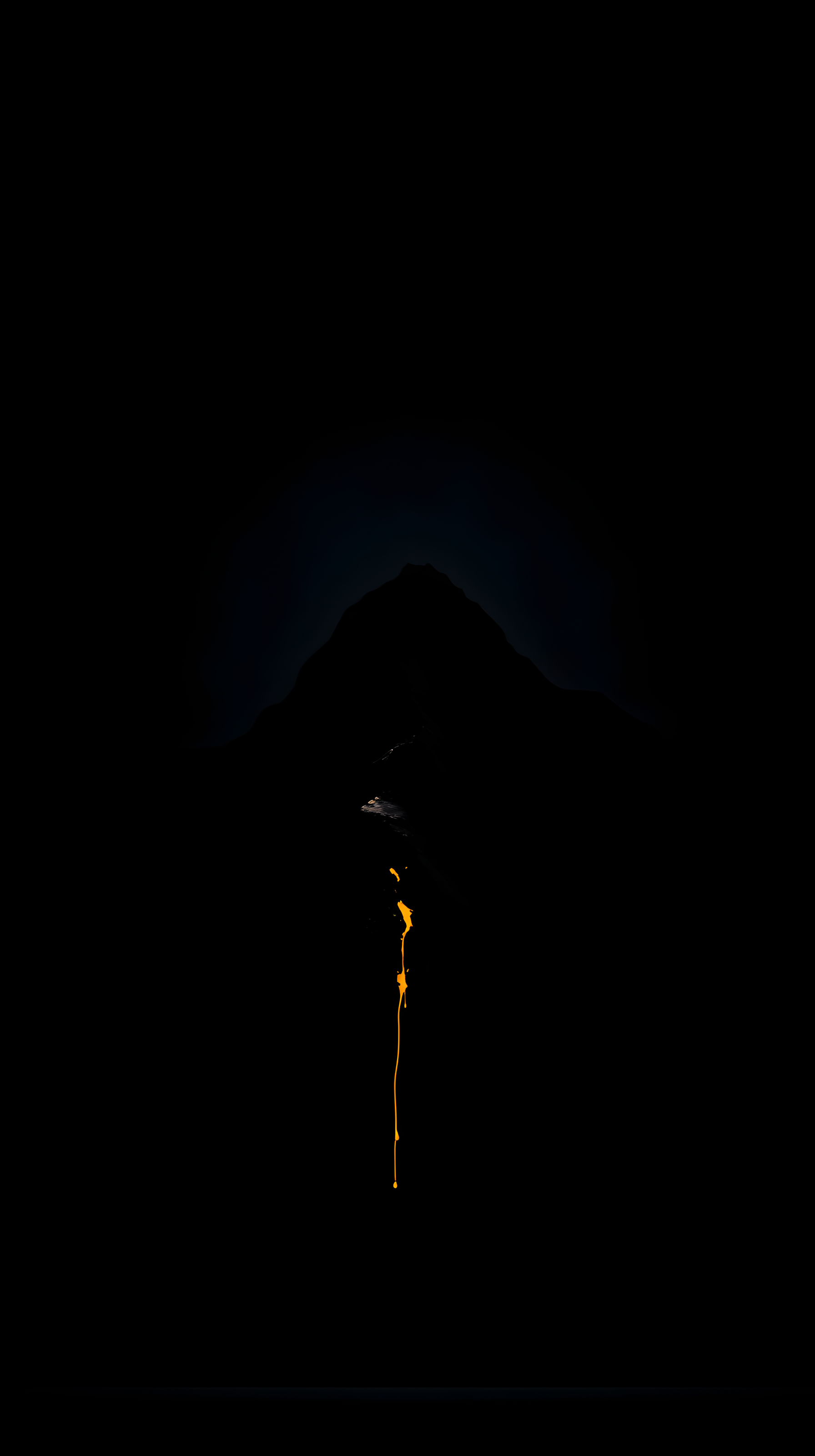 Minimal Dark Mountain with Orange Flow Wallpaper, dark wallpaper, minimal, black background, orange glow, mountain silhouette, abstract