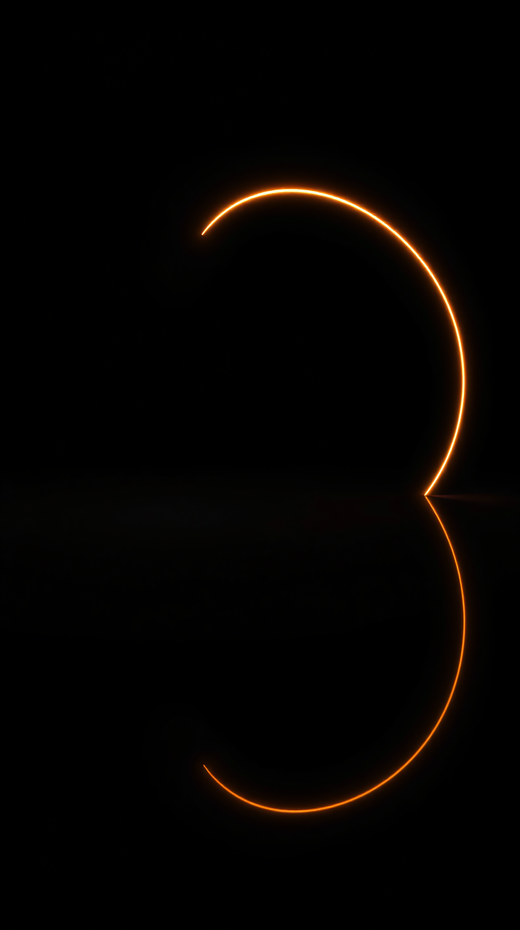 Neon Orange Number 3 Minimal Black Wallpaper, neon orange, number 3, minimalist, black background, glowing, abstract