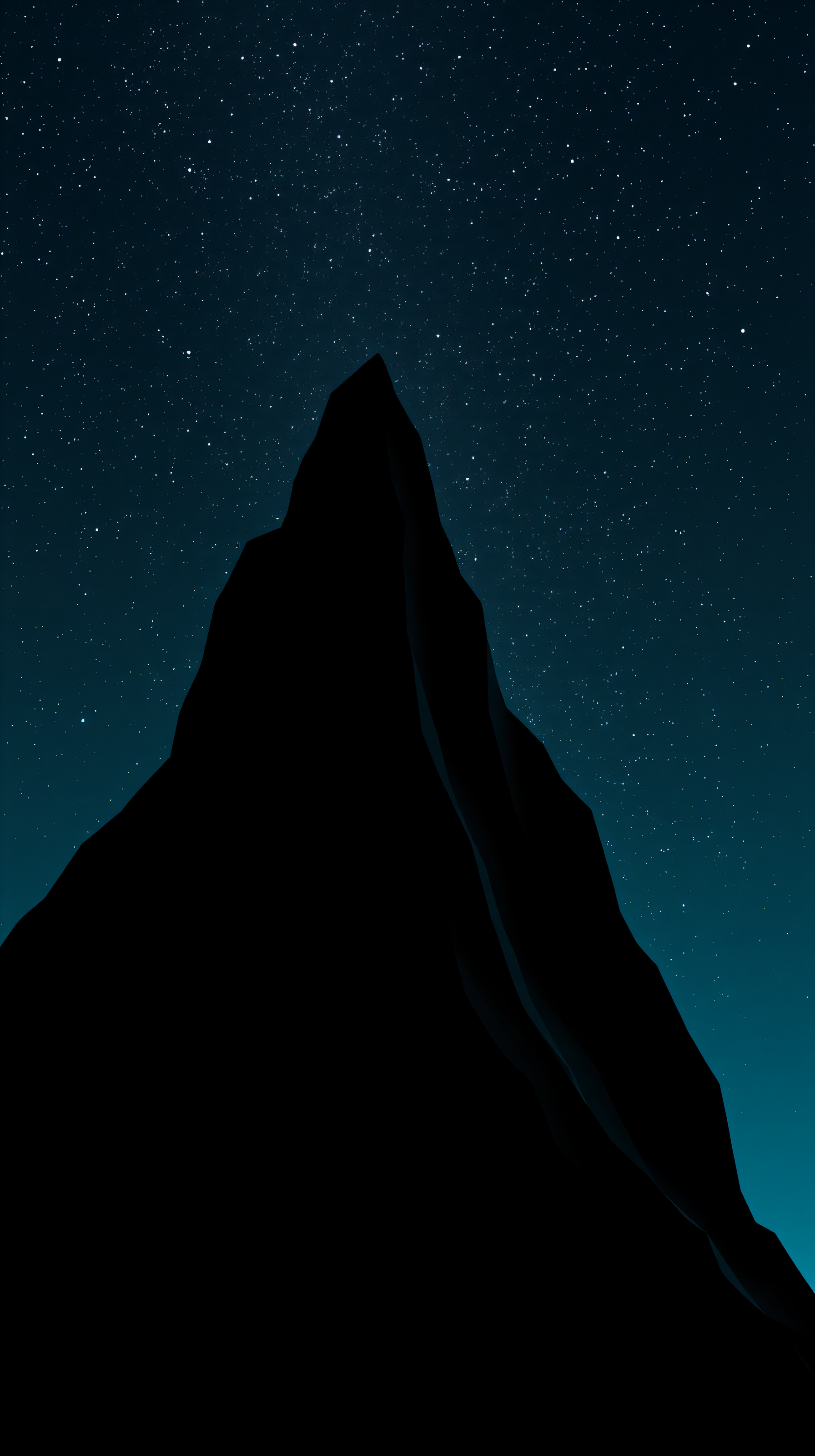 Starry Night Mountain Silhouette Wallpaper, starry night, mountain, silhouette, dark sky, minimalist, space