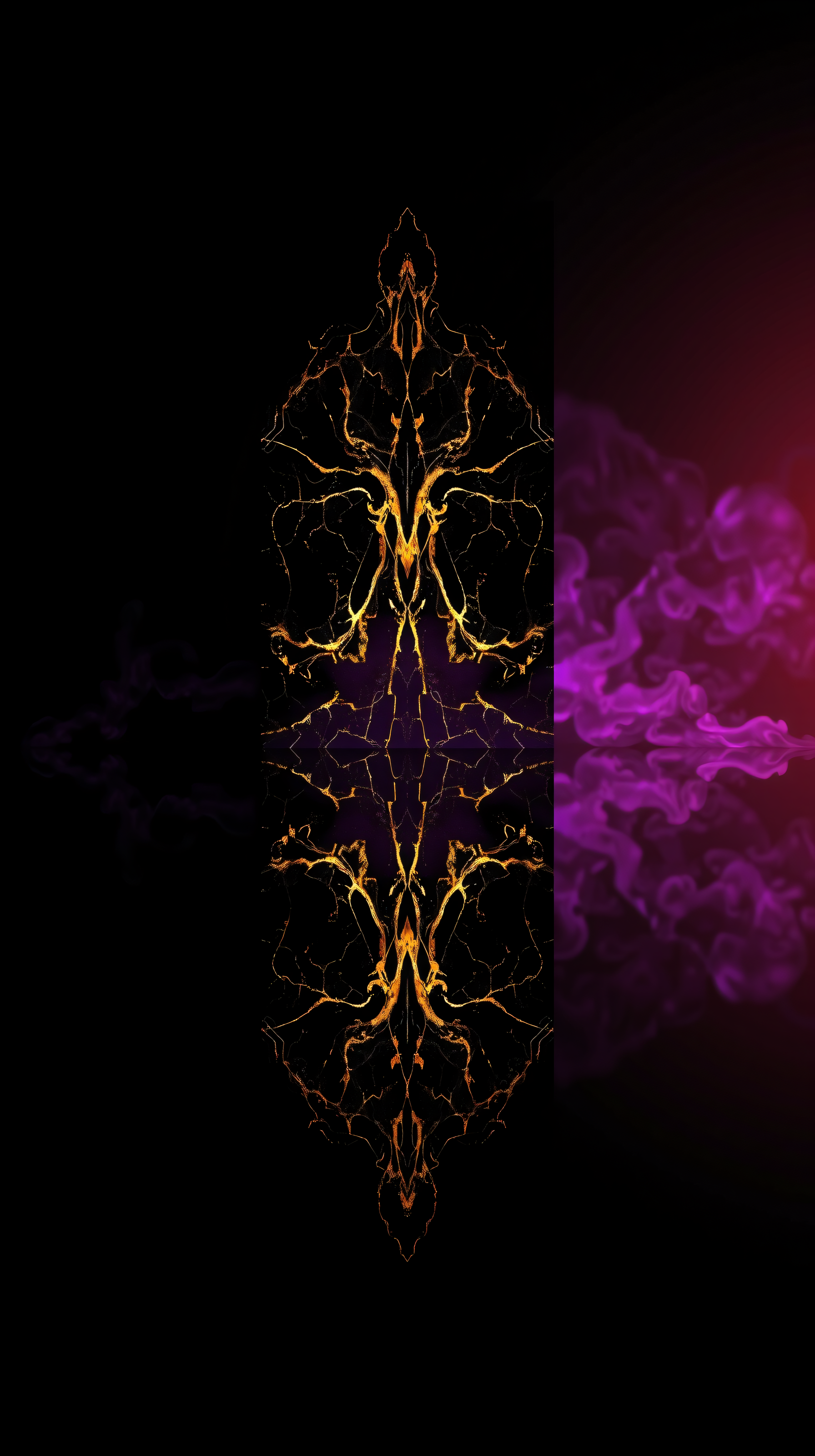 Dark Abstract Golden Fractal & Purple Smoke, abstract, fractal, gold, golden, purple, magenta