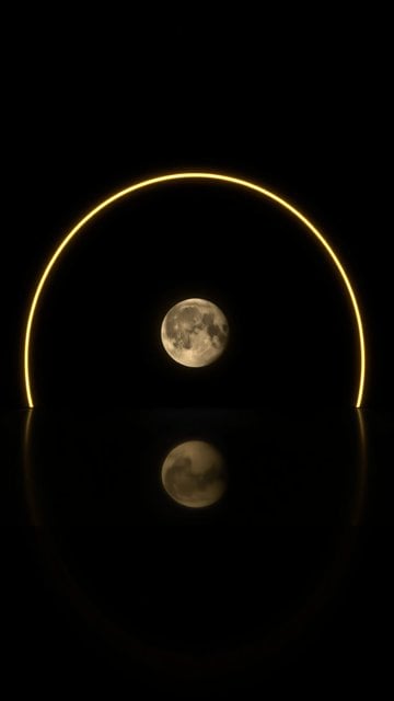 Minimal Golden Arch Moon Reflection Wallpaper