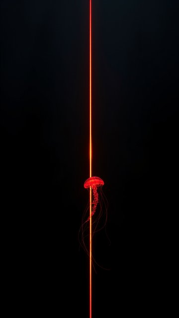Red Jellyfish & Laser Beam Dark Aesthetic Wallpaper