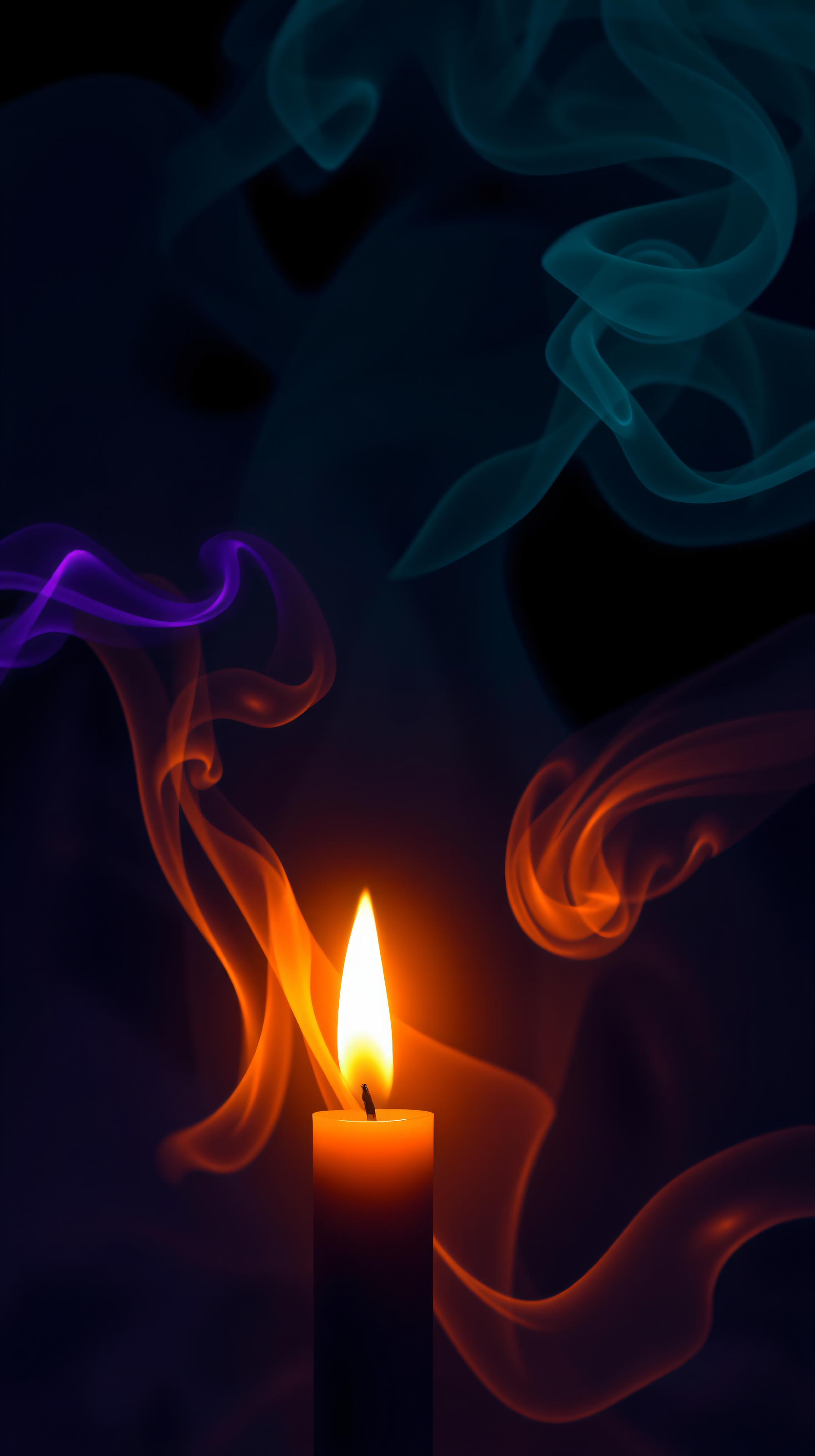 Candle Flame & Colorful Smoke Abstract Wallpaper, candle, flame, smoke, abstract, colorful, dark