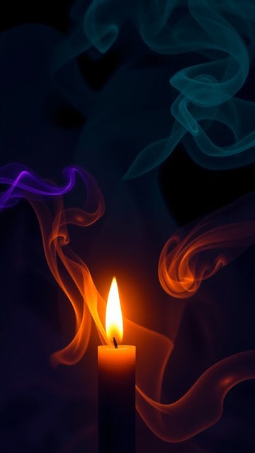 Candle Flame & Colorful Smoke Abstract Wallpaper