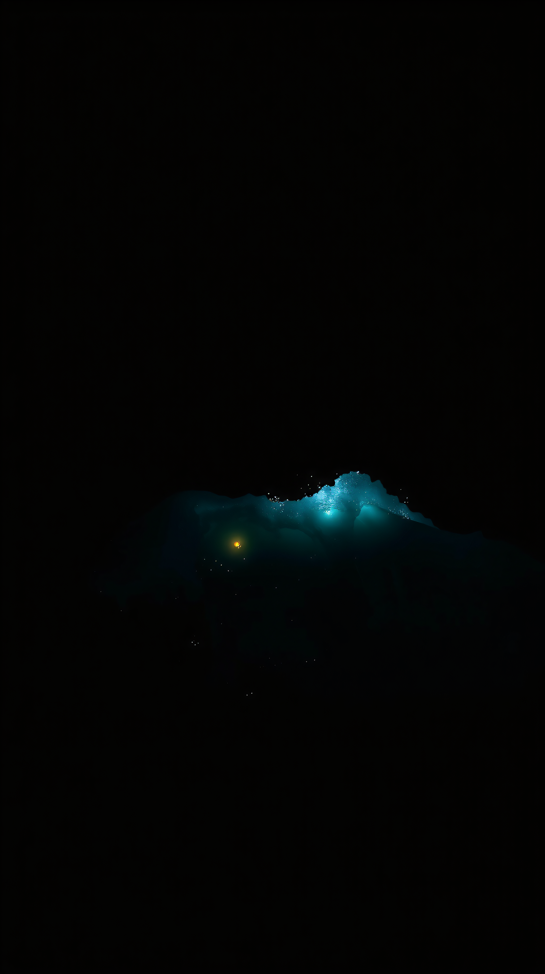 Dark Cosmic Glow: Teal & Gold Abstract Nebula, dark abstract, cosmic glow, deep teal, golden orb, mystical, ethereal