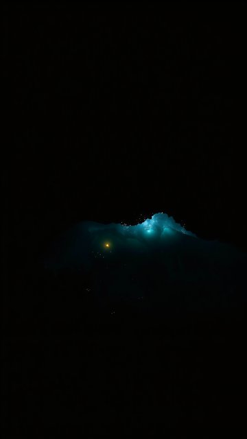 Dark Cosmic Glow: Teal & Gold Abstract Nebula