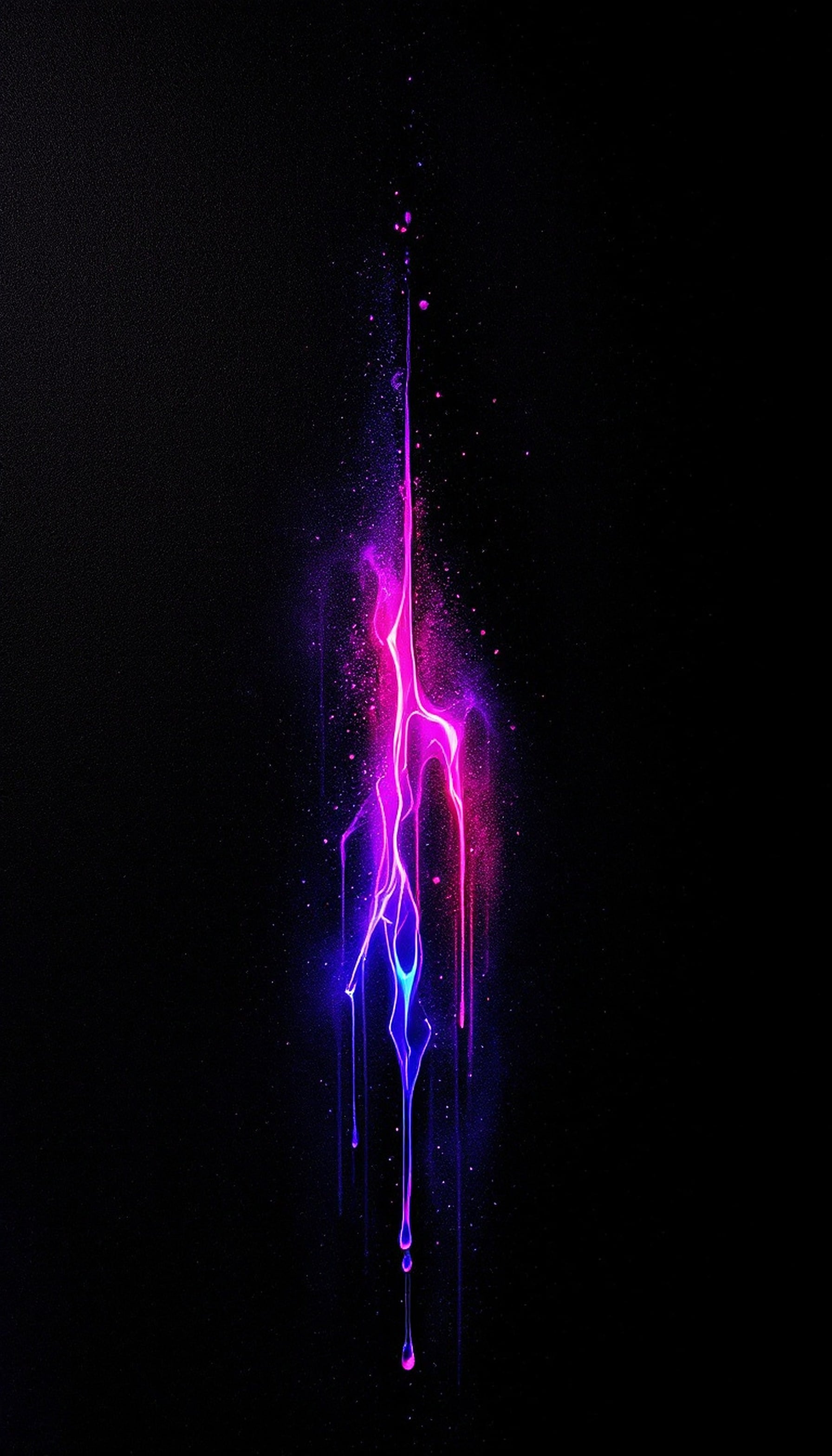 Vibrant Neon Drip Paint Splatter Wallpaper, neon, abstract, drip, paint splatter, pink blue, dark background