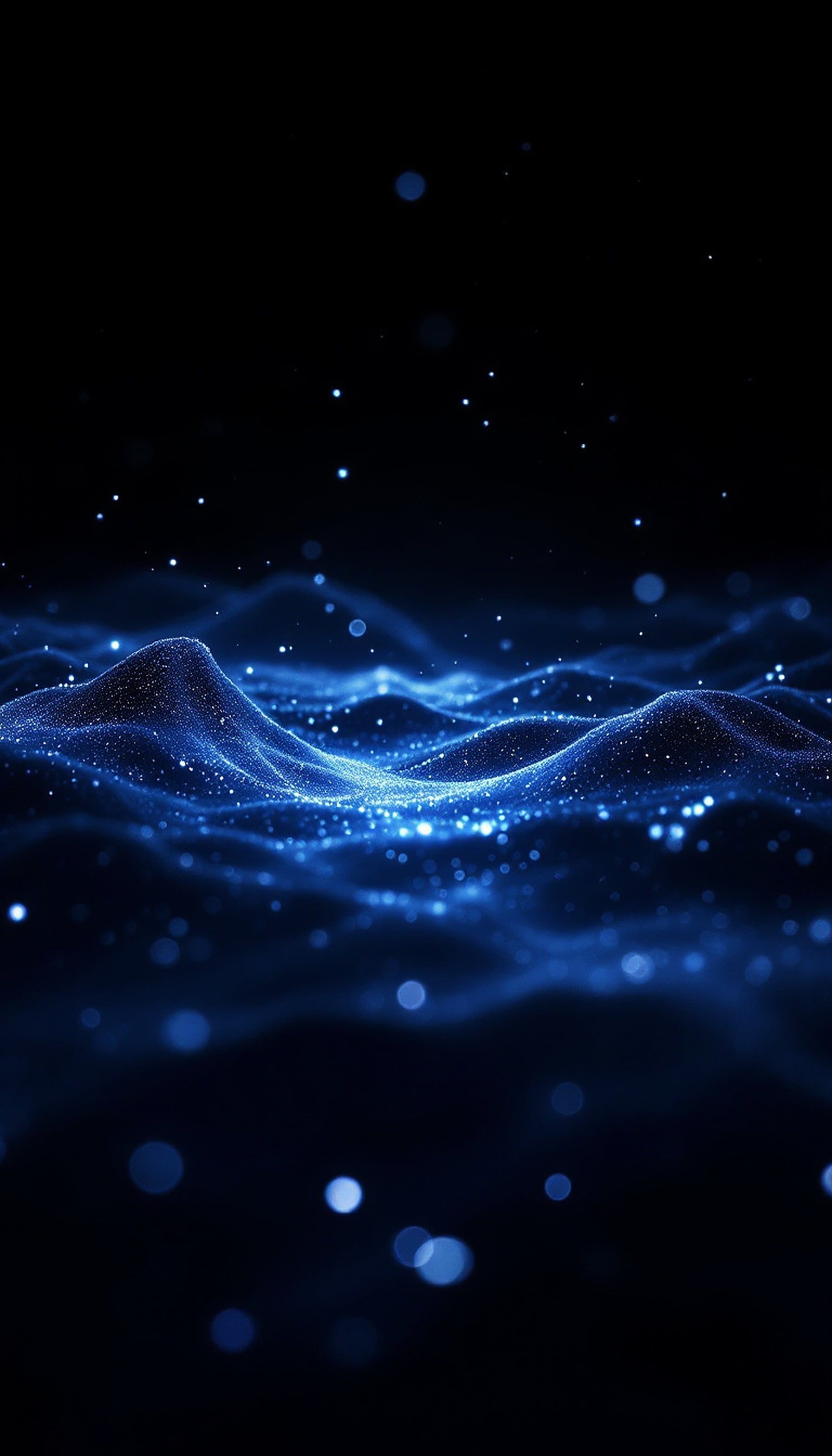 Abstract Blue Particle Waves Digital Art, abstract, blue, particles, waves, digital art, dark background
