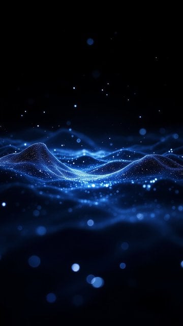Abstract Blue Particle Waves Digital Art