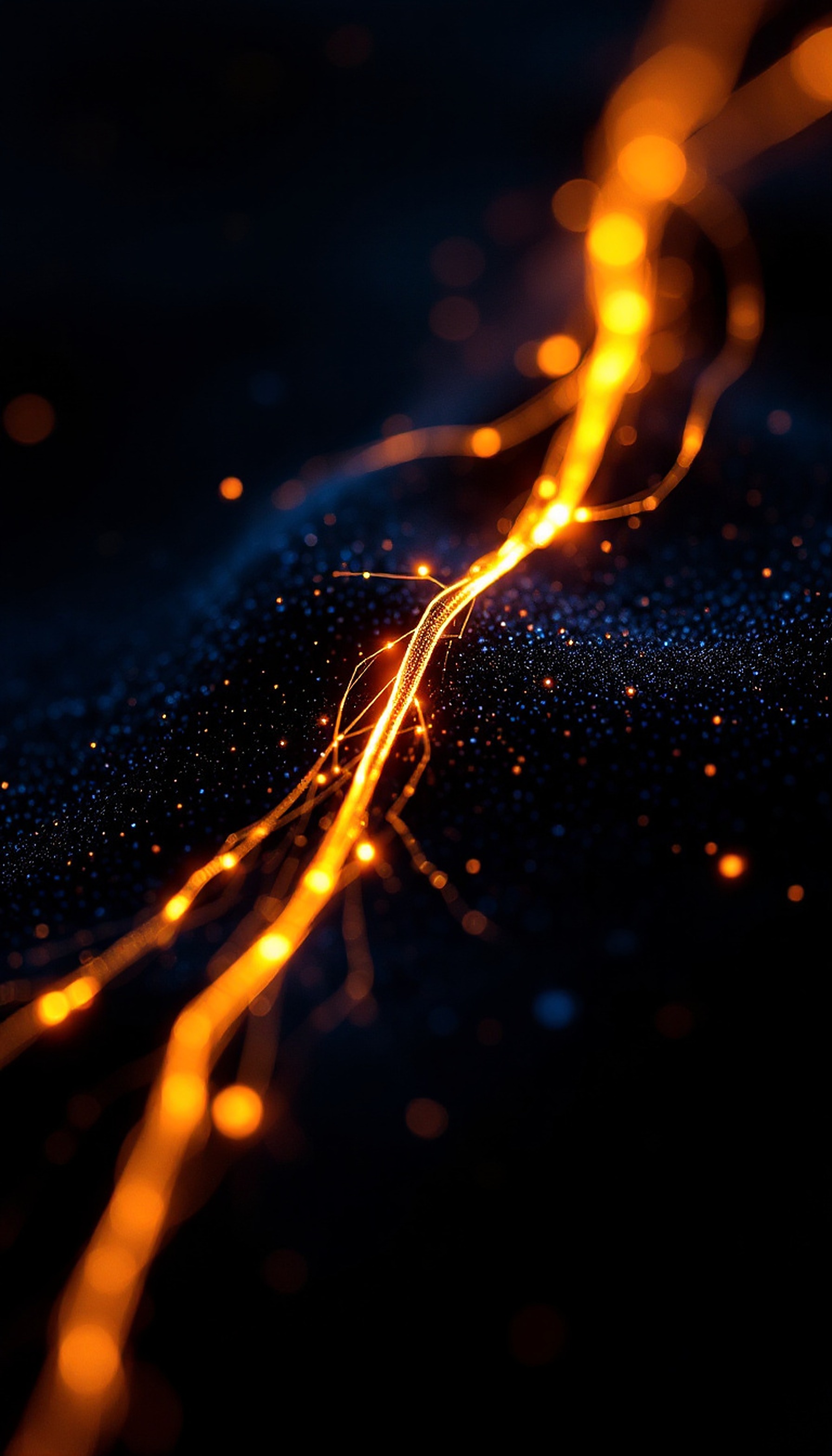 Abstract Golden Energy Flow Wallpaper, abstract, golden light, energy flow, dark background, glowing lines, mobile wallpaper