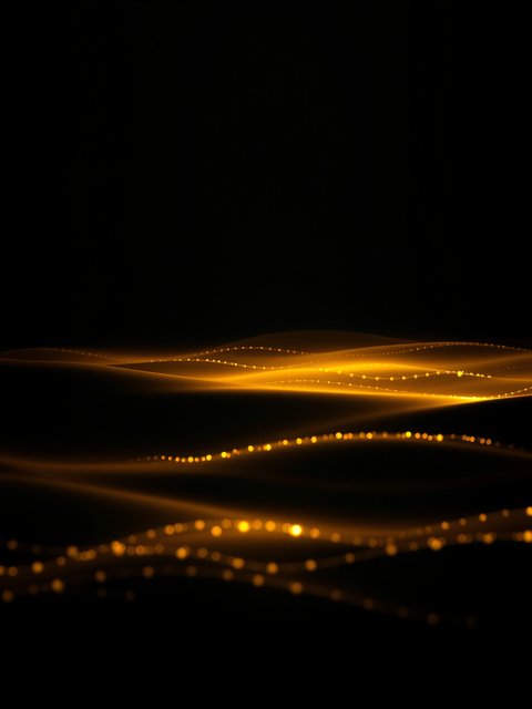 Abstract Golden Waves & Bokeh on Dark