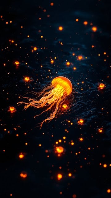 Bioluminescent Jellyfish Dark Ocean Wallpaper