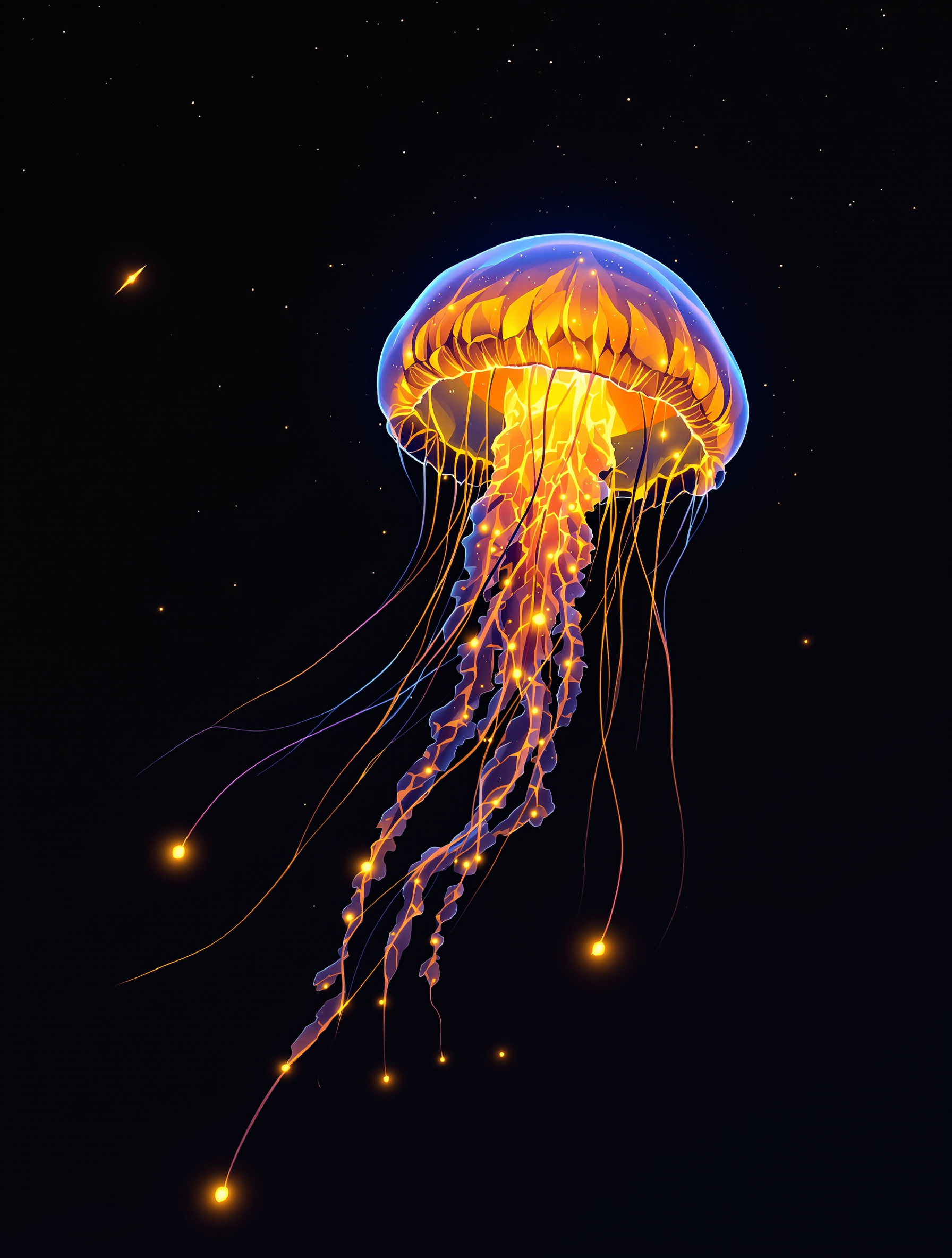Neon Jellyfish in Space Wallpaper, jellyfish, space, neon, glowing, fantasy, marine life