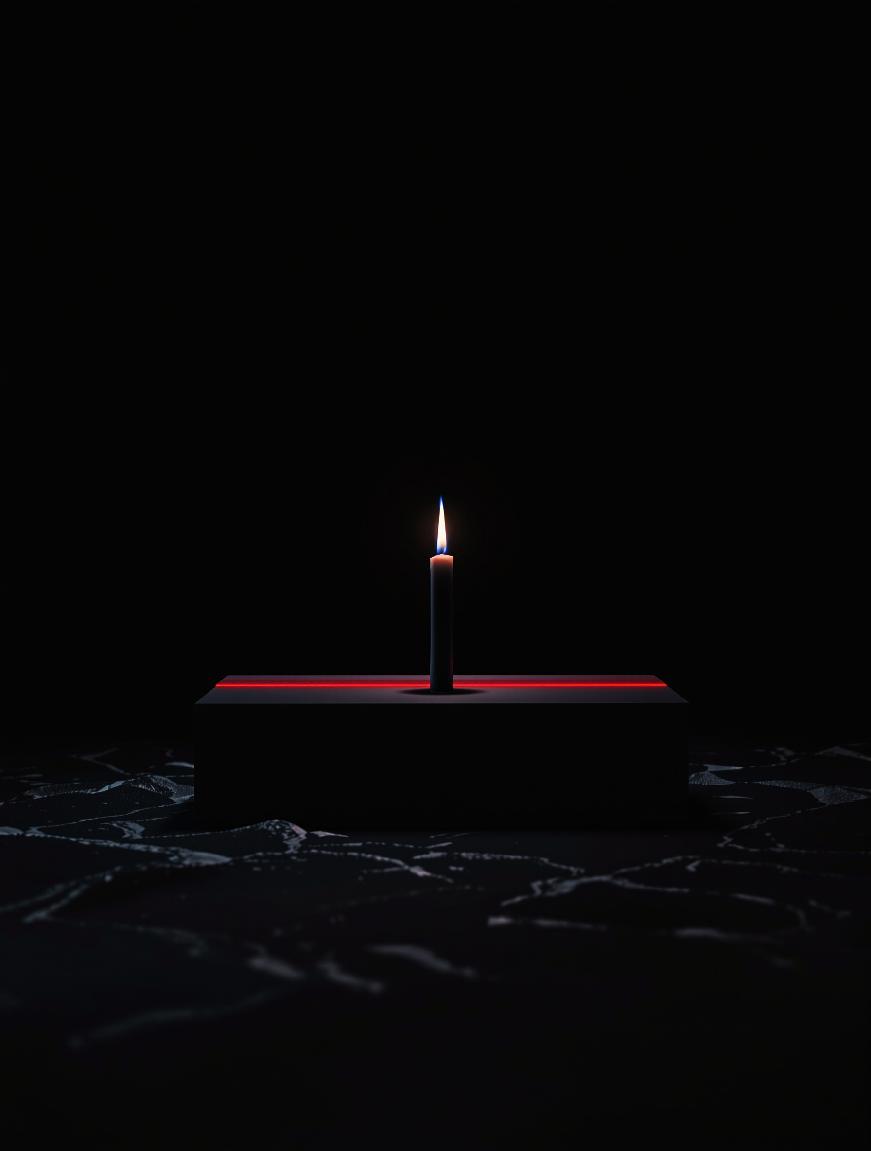 Minimal Dark Candle Light with Red Neon, dark wallpaper, minimalist, candlelight, red neon, black background, moody aesthetic