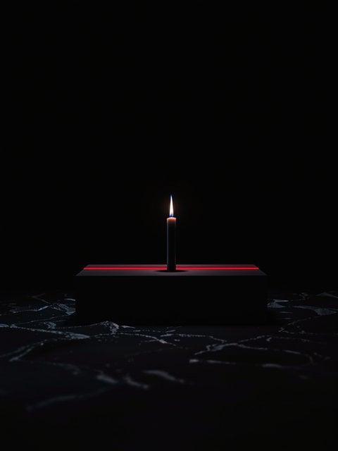 Minimal Dark Candle Light with Red Neon