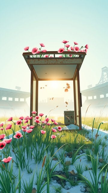 Dreamy Poppies Bloom at Abandoned Shelter