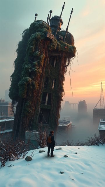 Post-Apocalyptic City Overgrown with Nature