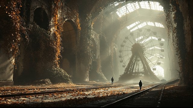 Overgrown Abandoned Ferris Wheel & Railway