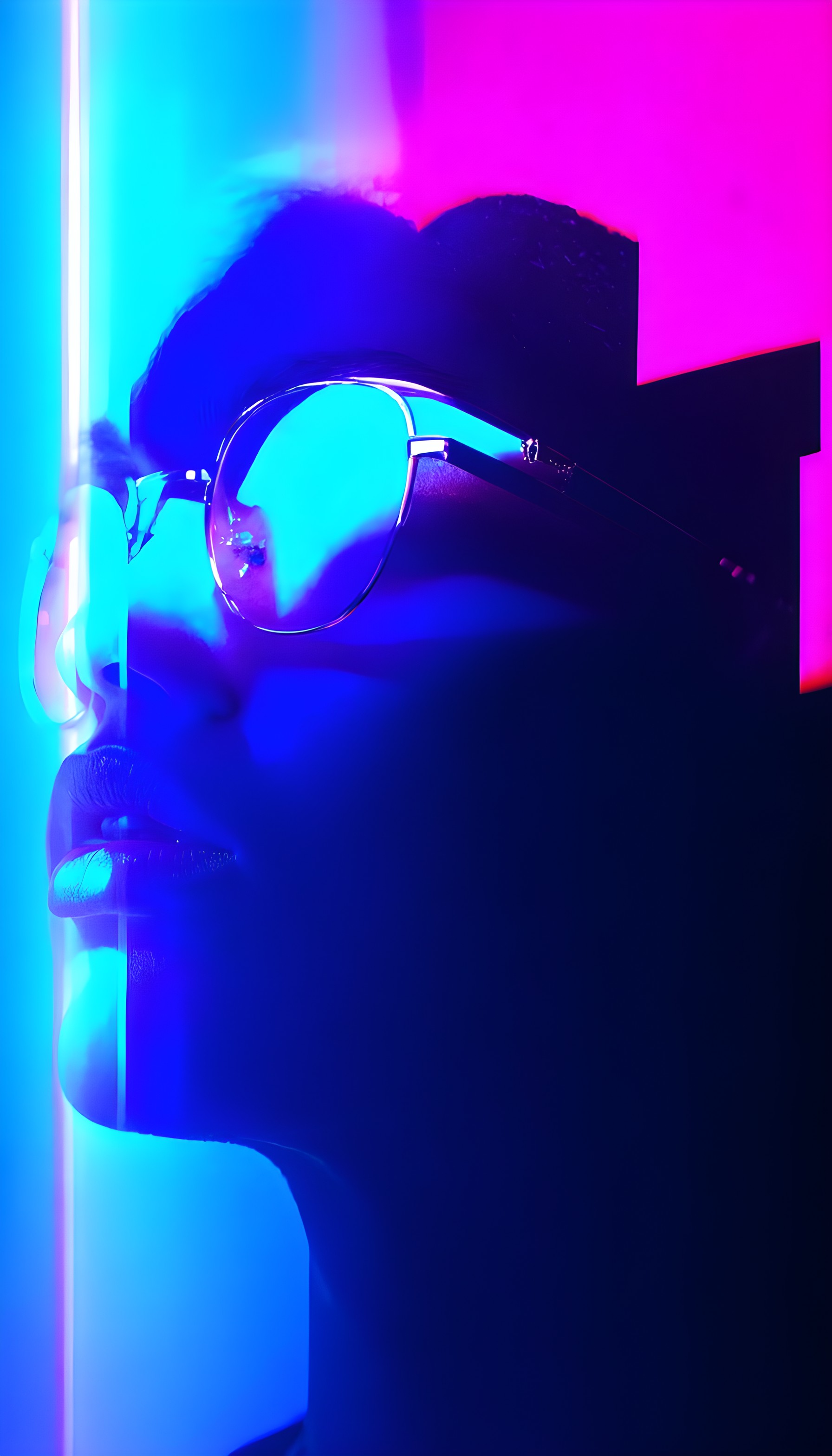Vibrant Neon Cyberpunk Portrait Wallpaper, neon, cyberpunk, portrait, glitch art, retrofuturistic, vibrant
