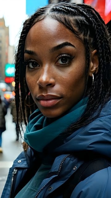 Confident Woman Portrait with Braids, Urban Aesthetic