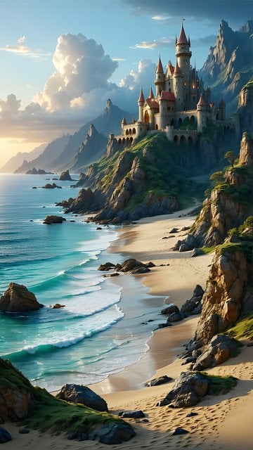Fantasy Castle by Turquoise Beach Cliffside