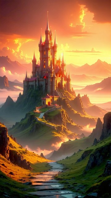 황홀한 석양 아래의 성