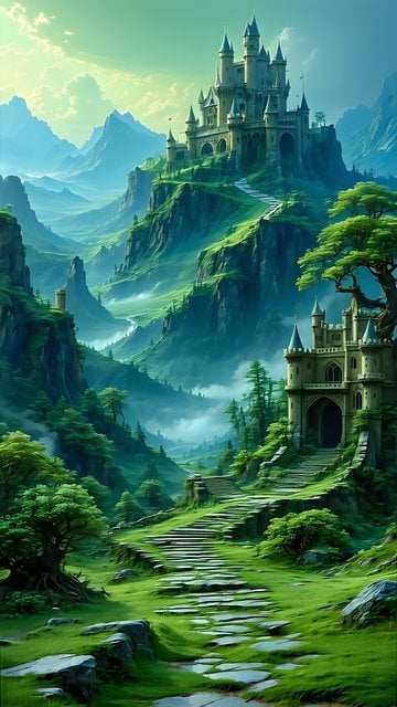 Enchanted Fantasy Castle Valley Mobile Wallpaper